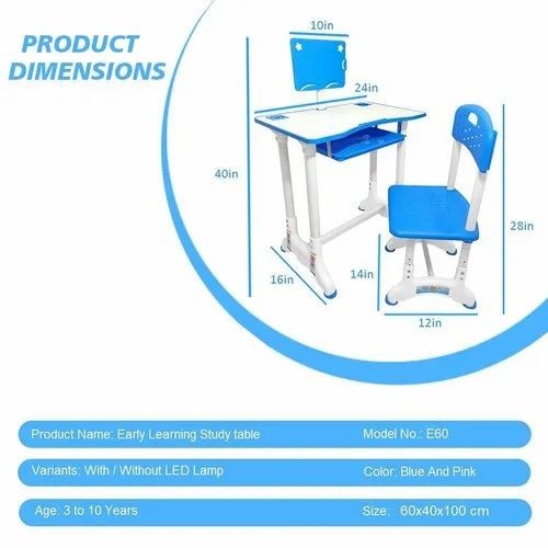StarAndDaisy Kids Functional Desk and Chair Set, Height Adjustable Children School Study Table with, Bookholder Slot, LED Lamp, Storage for Boys Girls 4-12 Years