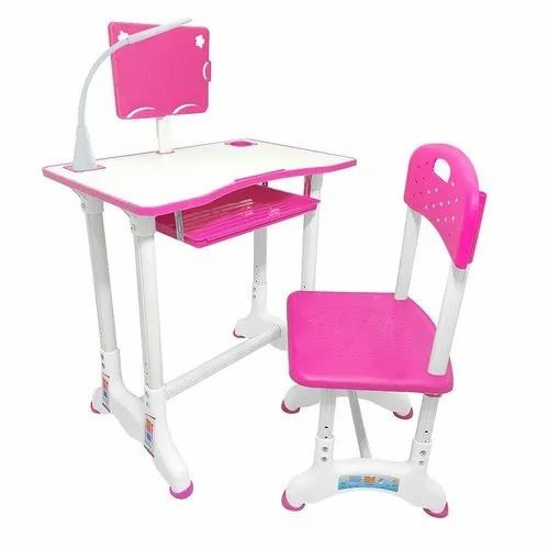 StarAndDaisy Kids Functional Desk and Chair Set, Height Adjustable Children School Study Table with, Bookholder Slot, LED Lamp, Storage for Boys Girls 4-12 Years