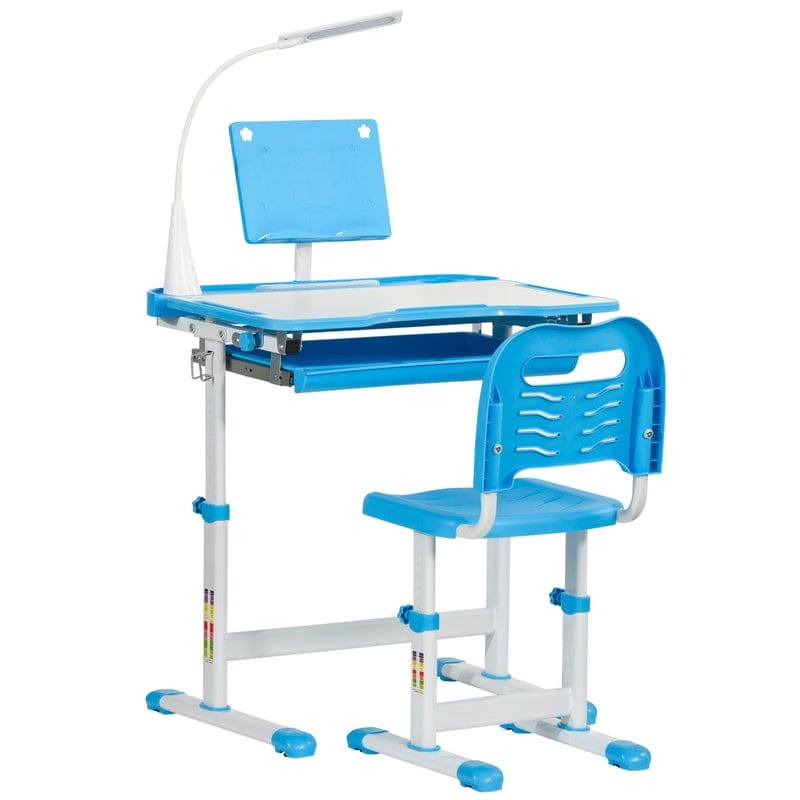 StarAndDaisy Kids Functional Desk and Chair Set, Height Adjustable Children School Study Table with, Bookholder Slot, LED Lamp, Storage for Boys Girls 4-12 Years