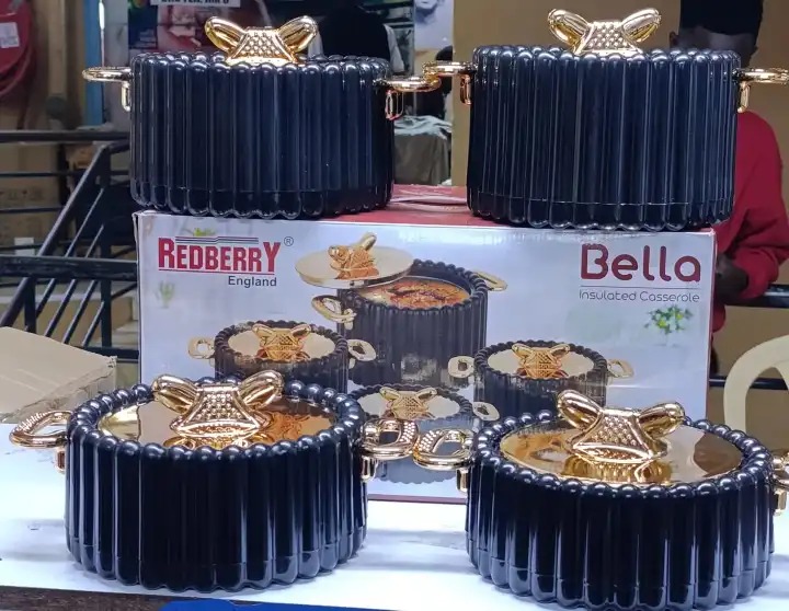 Redberry 4pcs Bella Plastic Designer Insulated Hotpots Serving Dish Casserole Set Hot Pot Serveware Set Serve or Keep Food Hot or Cold Size 1000, 2000, 3000 and 4000ml