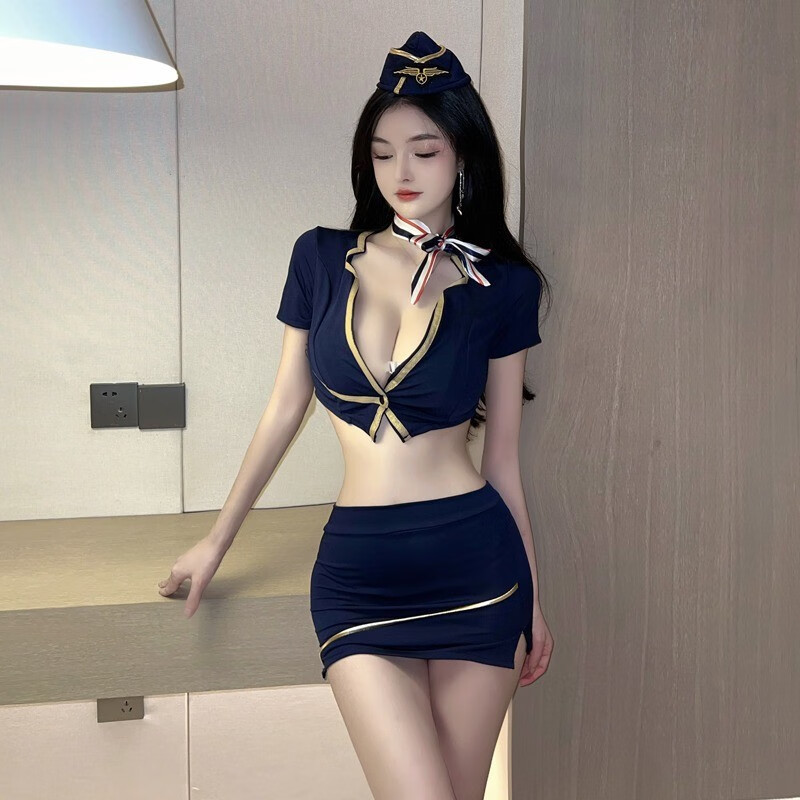 Sexy lingerie female uniform seduction role-playing flight attendant set hot cross-border couple piece 816 sexy