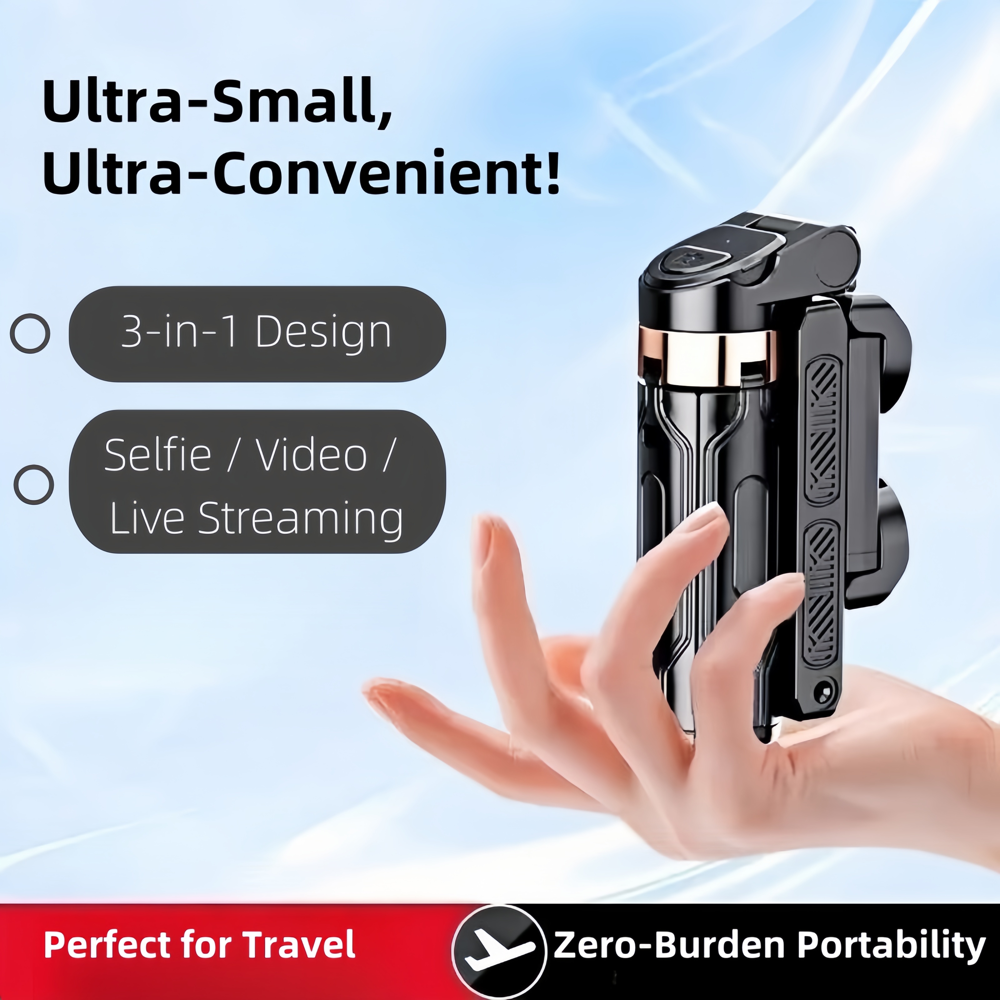 【FREE Detachable LED Fill Light】Mini Bluetooth Selfie Stick Tripod，360° Rotation，Selfie / Video / Live Streaming 3-in-1 Function,4-Leg Tripod Mode.