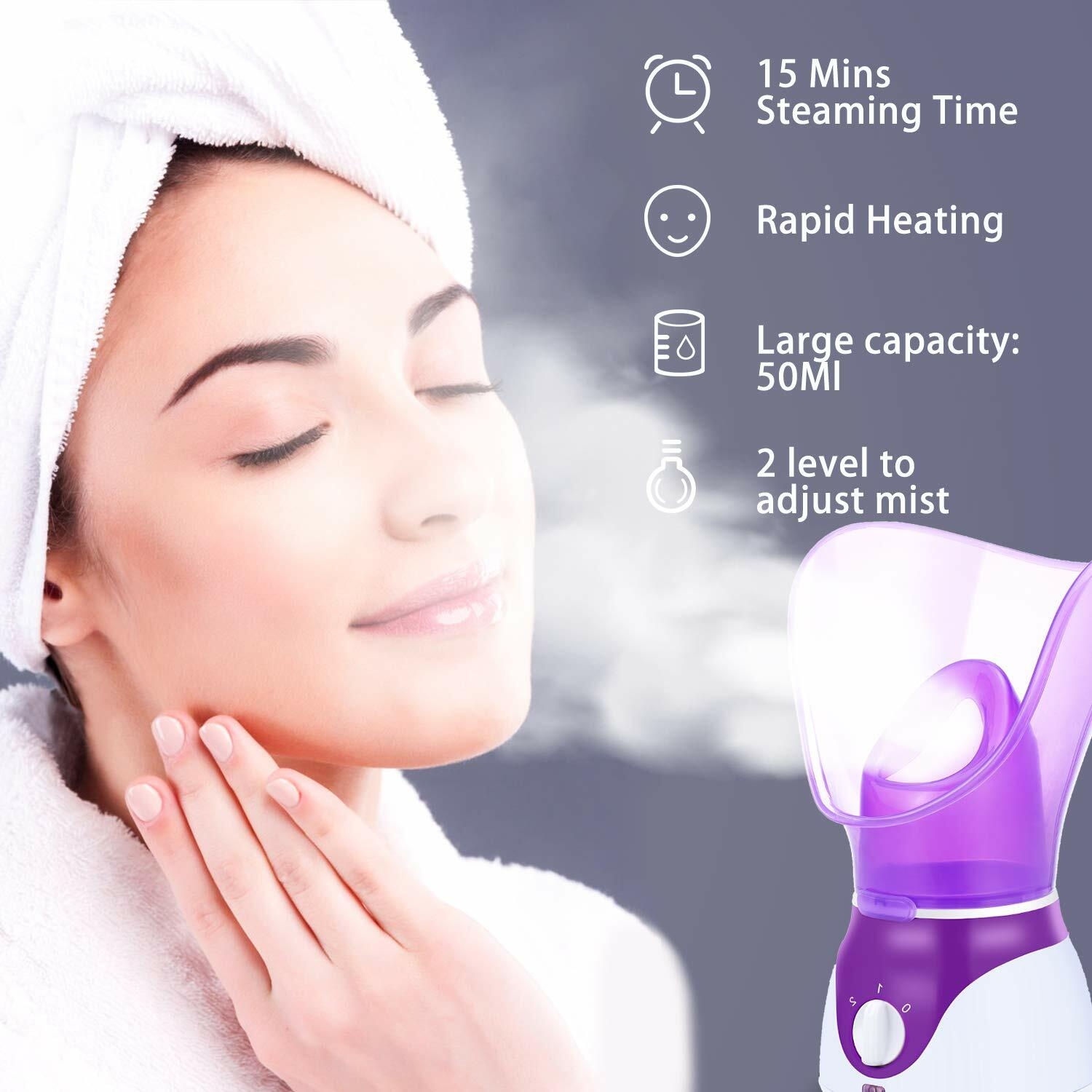 Face Steamer, Spa Home Facial Steamer Sauna Pores and Extract Blackheads, Rejuvenate and Hydrate Your Skin for Youthful Complexion- Face Steaming Skincare Deep Cleanse SPA