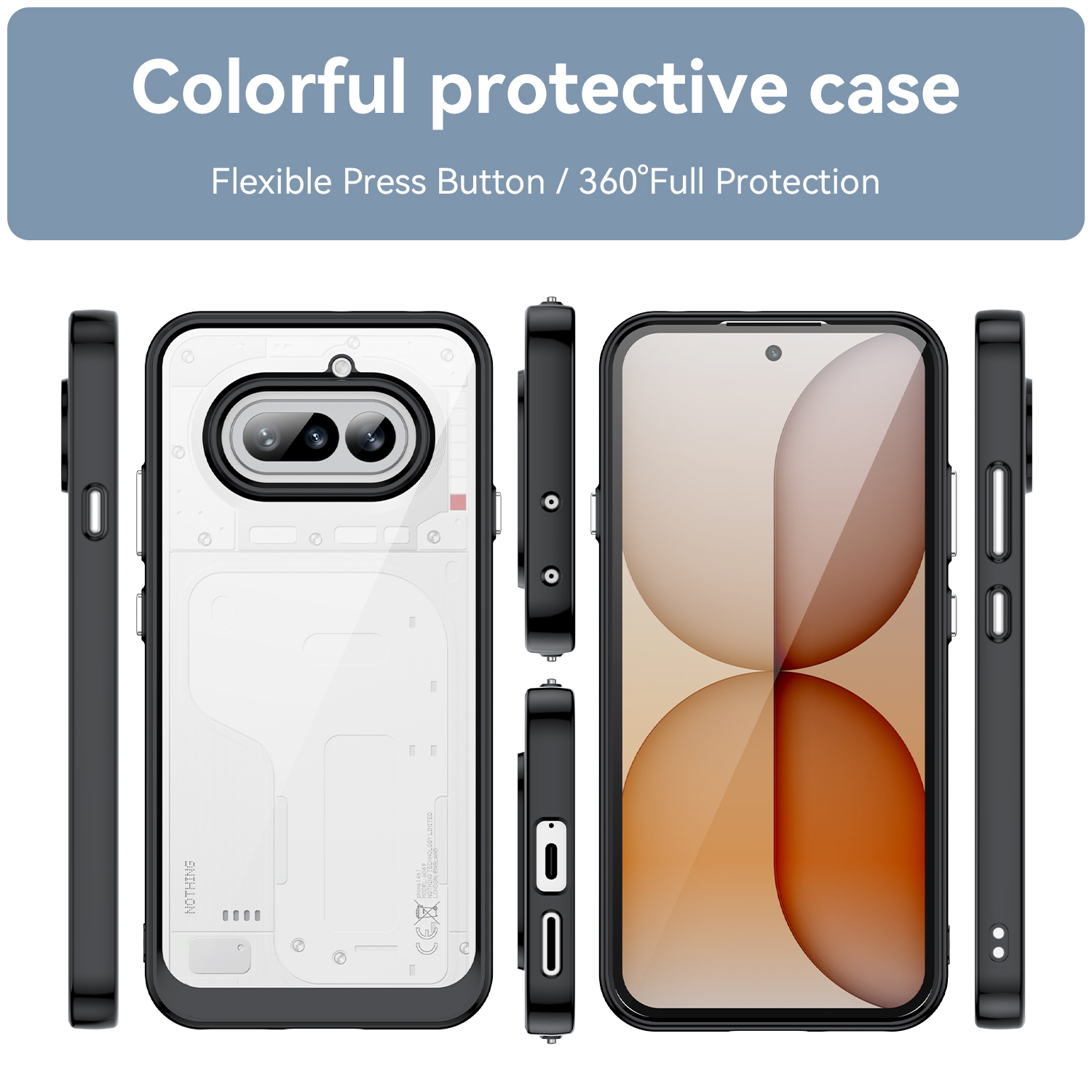 Nothing Phone 4A Case, Clear Designed Shockproof Phone Case, Bumper Hybrid Transparent Cover for Nothing Phone 4A