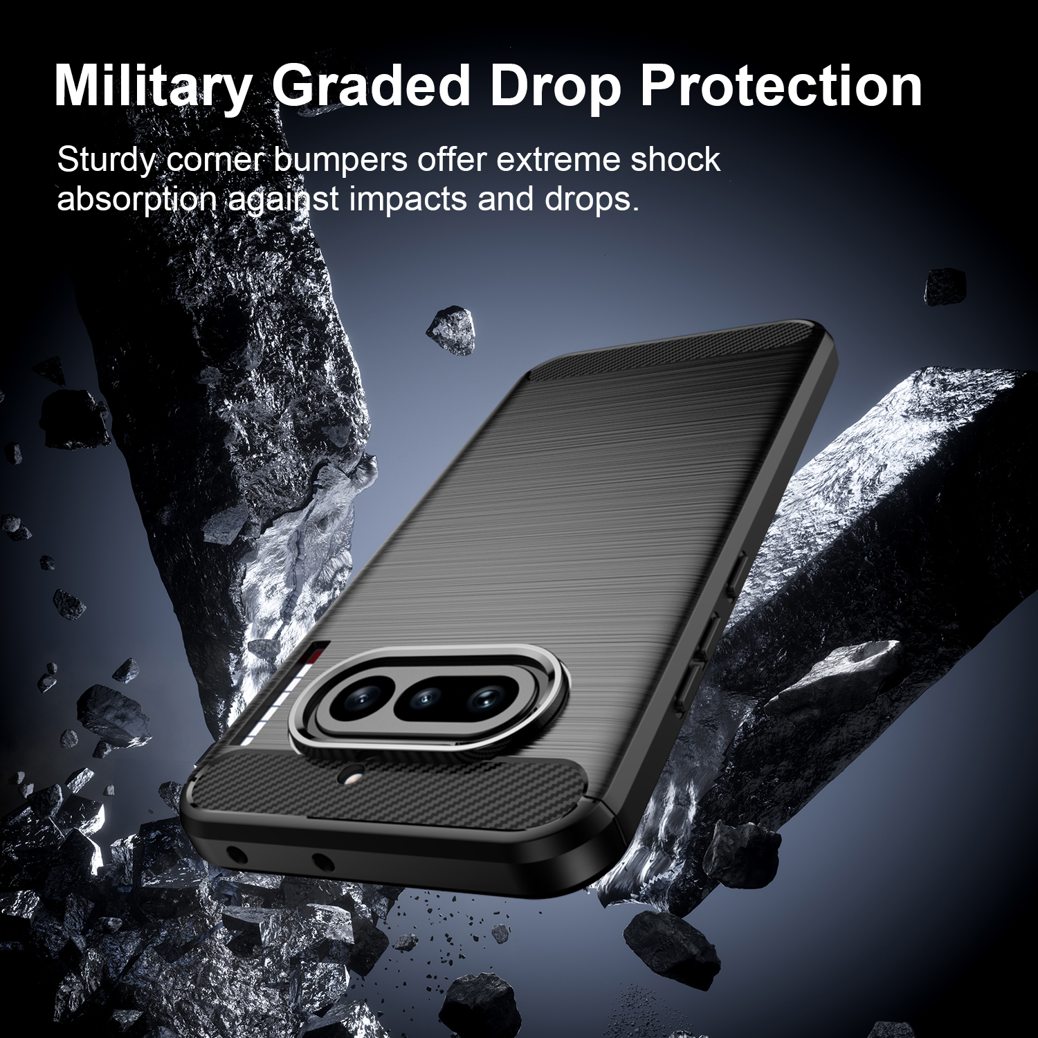 Nothing Phone 4A Nothing Phone 4A Pro Case,Flexible TPU Bumper with Brushed Carbon Fiber Texture [Shock Absorption] Protective Cover,Designed for Nothing Phone 4A