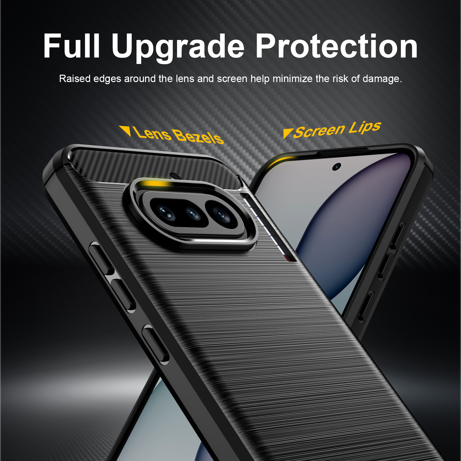 Nothing Phone 4A Nothing Phone 4A Pro Case,Flexible TPU Bumper with Brushed Carbon Fiber Texture [Shock Absorption] Protective Cover,Designed for Nothing Phone 4A