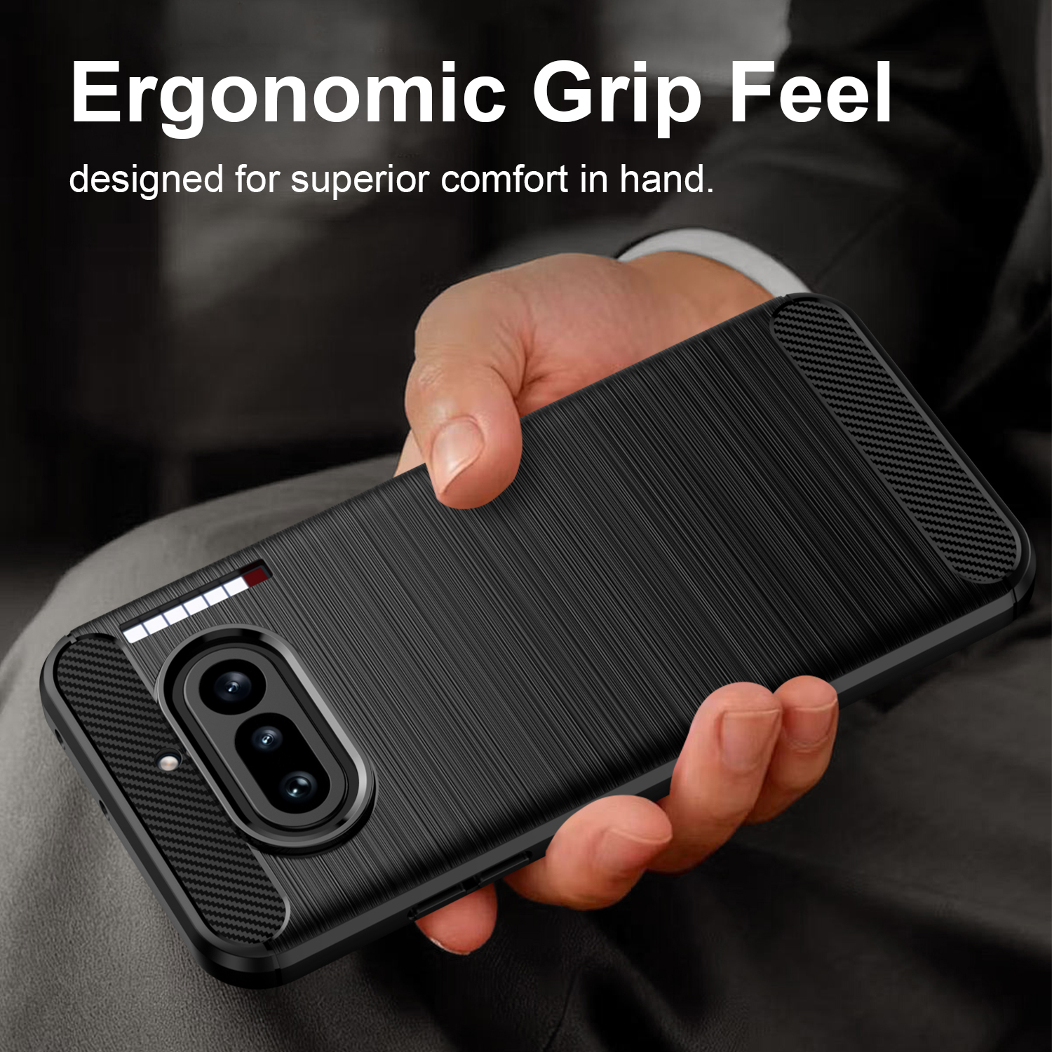 Nothing Phone 4A Nothing Phone 4A Pro Case,Flexible TPU Bumper with Brushed Carbon Fiber Texture [Shock Absorption] Protective Cover,Designed for Nothing Phone 4A