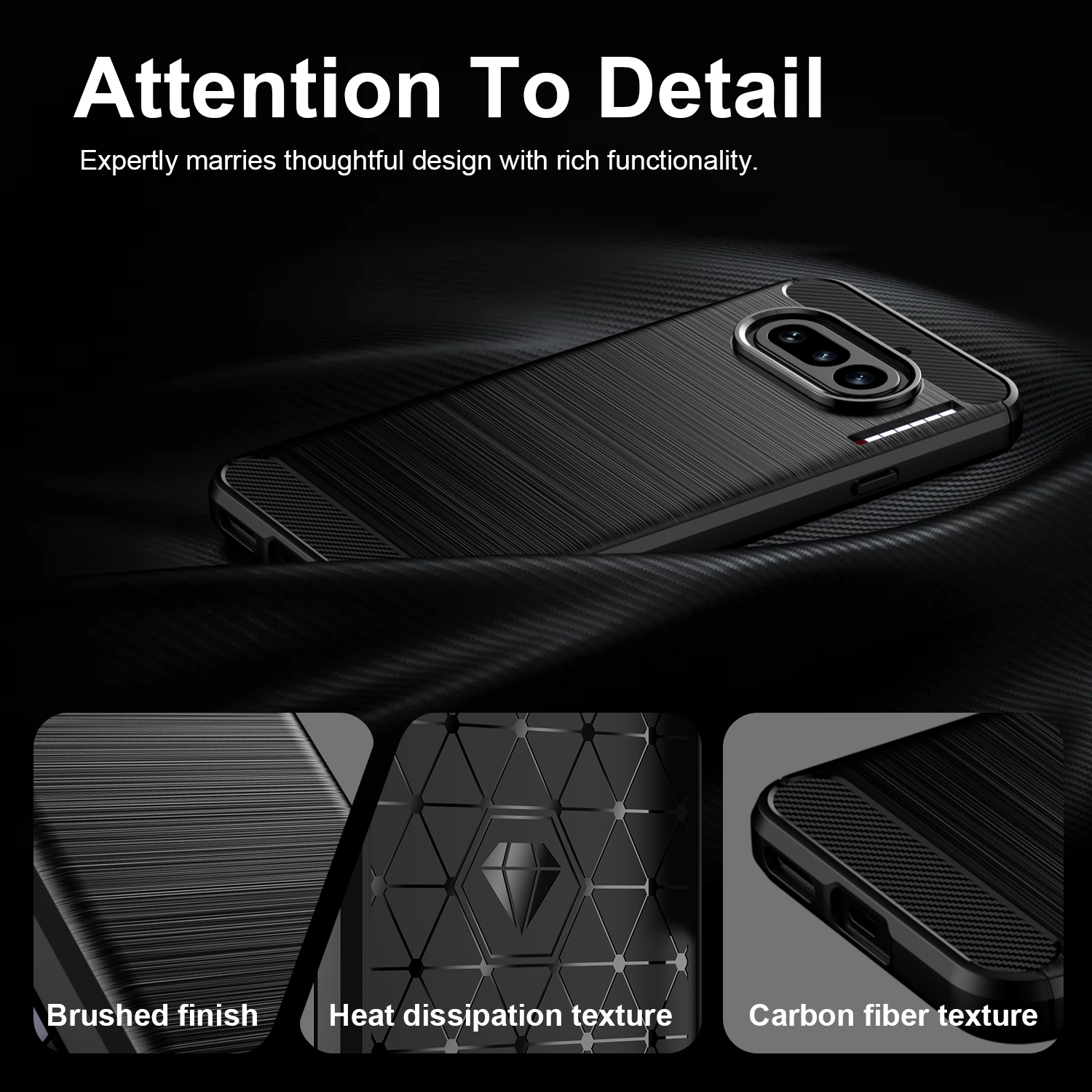 Nothing Phone 4A Nothing Phone 4A Pro Case,Flexible TPU Bumper with Brushed Carbon Fiber Texture [Shock Absorption] Protective Cover,Designed for Nothing Phone 4A