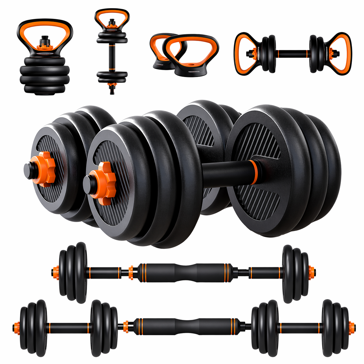 6-in-1 Adjustable Dumbbell & Kettlebell Set – 30KG Home Fitness Kit Upgrade your home workouts with this versatile 6-in-1 adjustable weight set, designed for strength training, muscle building, a