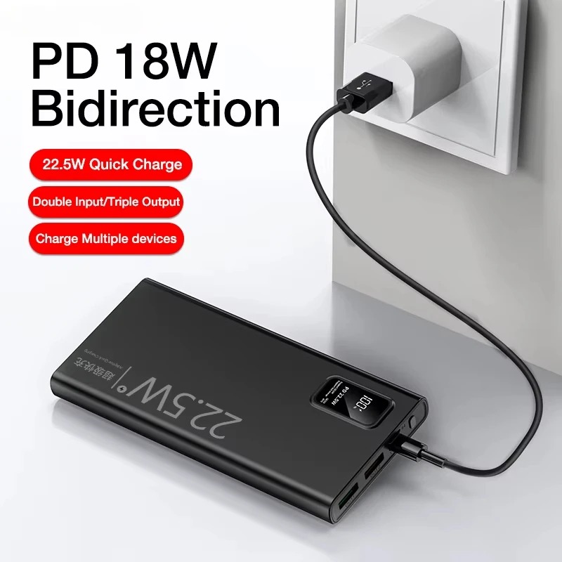 22.5W Fast Charging Power Bank 10000mAh Portable LED Display Powerbank For iPhone Samsung Xiaomi Charger Dual USB Powerbank