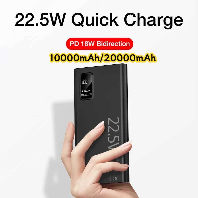 22.5W Fast Charging Power Bank 10000mAh Portable LED Display Powerbank For iPhone Samsung Xiaomi Charger Dual USB Powerbank