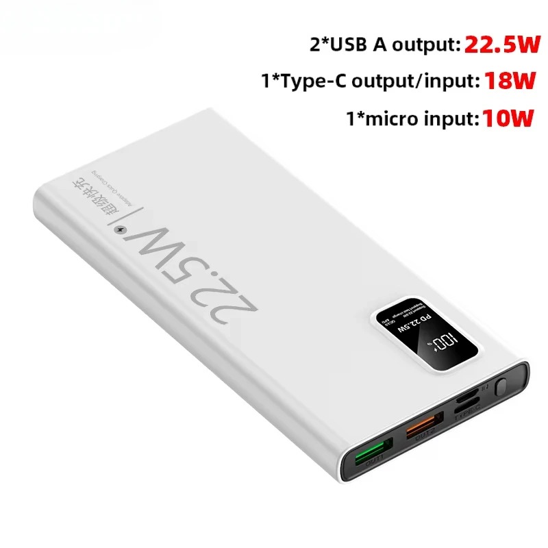 22.5W Fast Charging Power Bank 10000mAh Portable LED Display Powerbank For iPhone Samsung Xiaomi Charger Dual USB Powerbank
