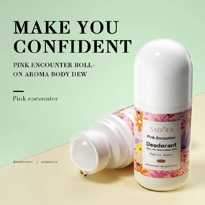 3 Pieces SADOER Roll-On Perfume Deodorant Pink Encounter, Blue Wind Chimes, Romantic Rose Refreshing Non-Sticky Long-Lasting Fragrance Portable Rollerball Scent Antiperspirant rollon Roll On