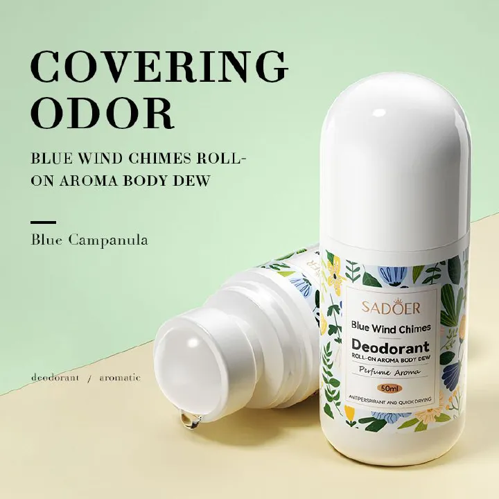 3 Pieces SADOER Roll-On Perfume Deodorant Pink Encounter, Blue Wind Chimes, Romantic Rose Refreshing Non-Sticky Long-Lasting Fragrance Portable Rollerball Scent Antiperspirant rollon Roll On