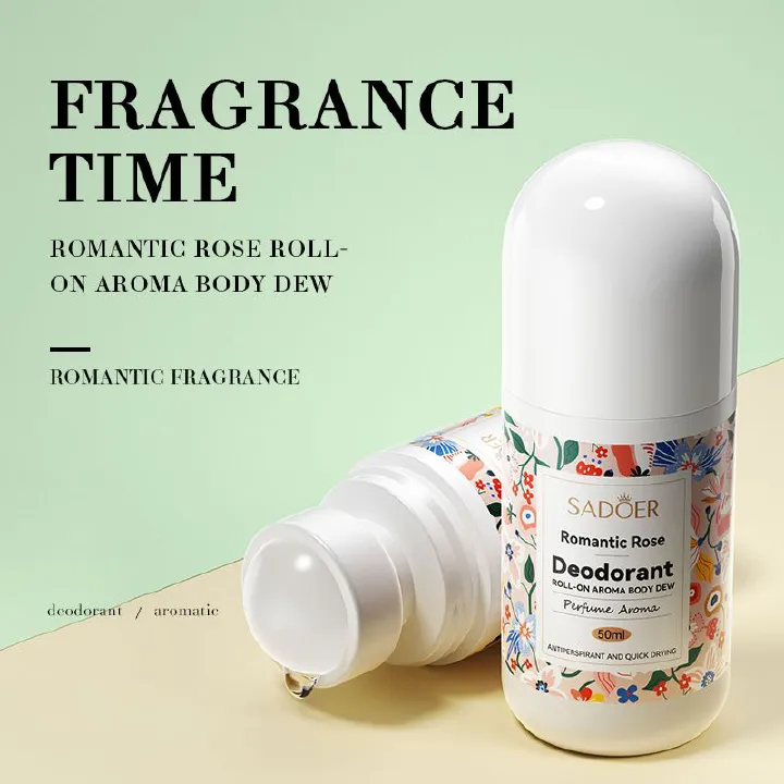 3 Pieces SADOER Roll-On Perfume Deodorant Pink Encounter, Blue Wind Chimes, Romantic Rose Refreshing Non-Sticky Long-Lasting Fragrance Portable Rollerball Scent Antiperspirant rollon Roll On