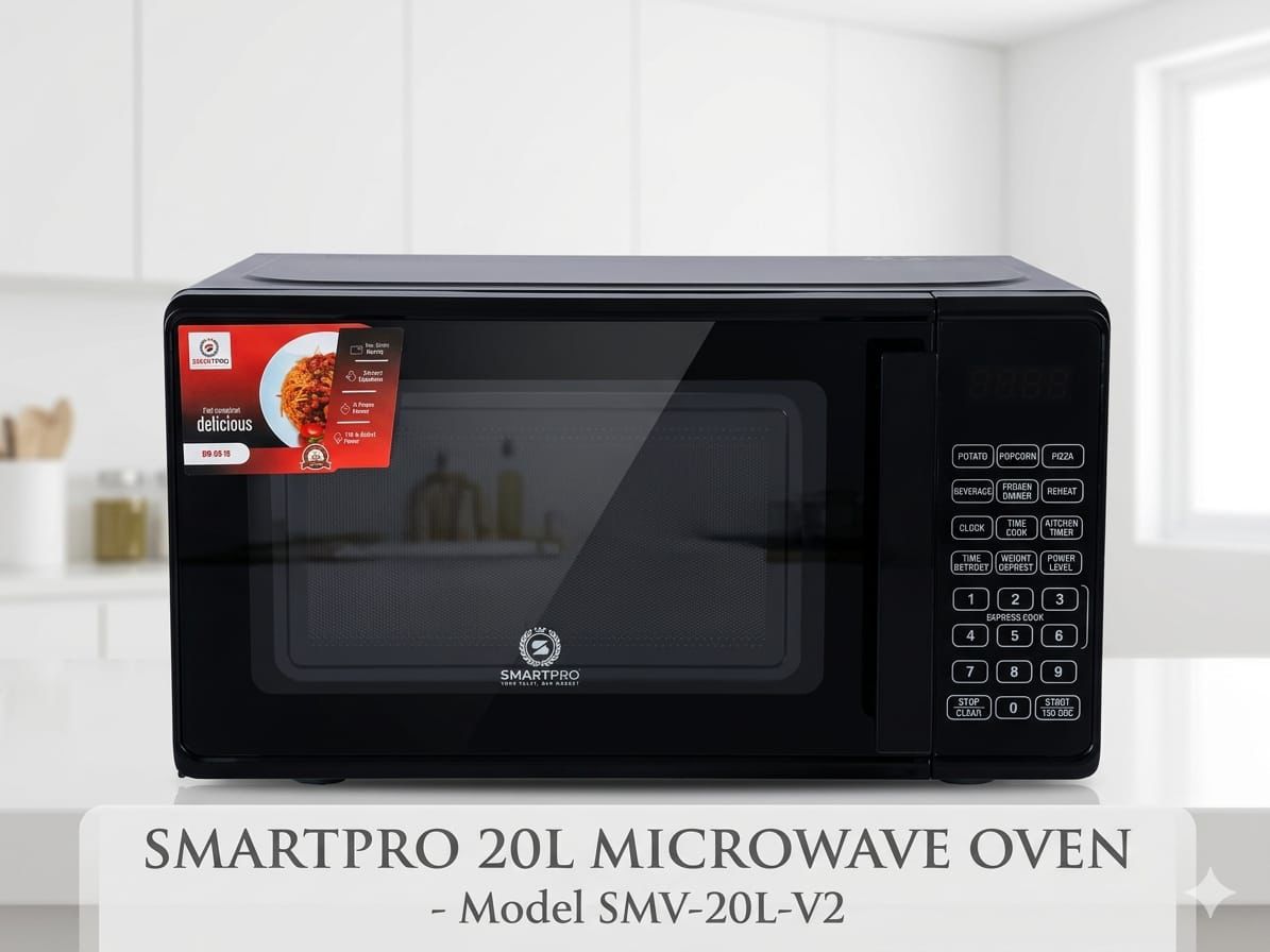 🔥 SMARTPRO 20L MICROWAVE OVEN – FAST & EASY DEFROST FUNCTION! 🔥. Quick Thawing – Defrost meat, chicken, fish, and frozen foods in minutes. Even Heating – Prevents overcooking edges while keeping th