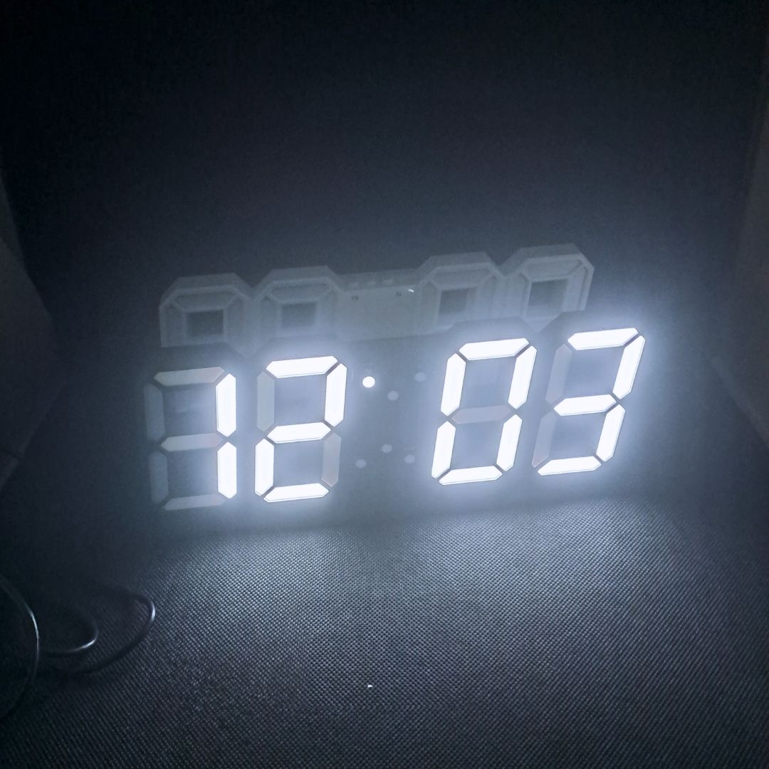 Modern 3D LED Digital Wall & Desk Alarm Clock - Smart with Temperature Calendar and Auto-Dimming Bedroom Office Livingroom Gaming Setup USB Punk Cyber Retro Time Date Decor Aesthetics Graduation Black