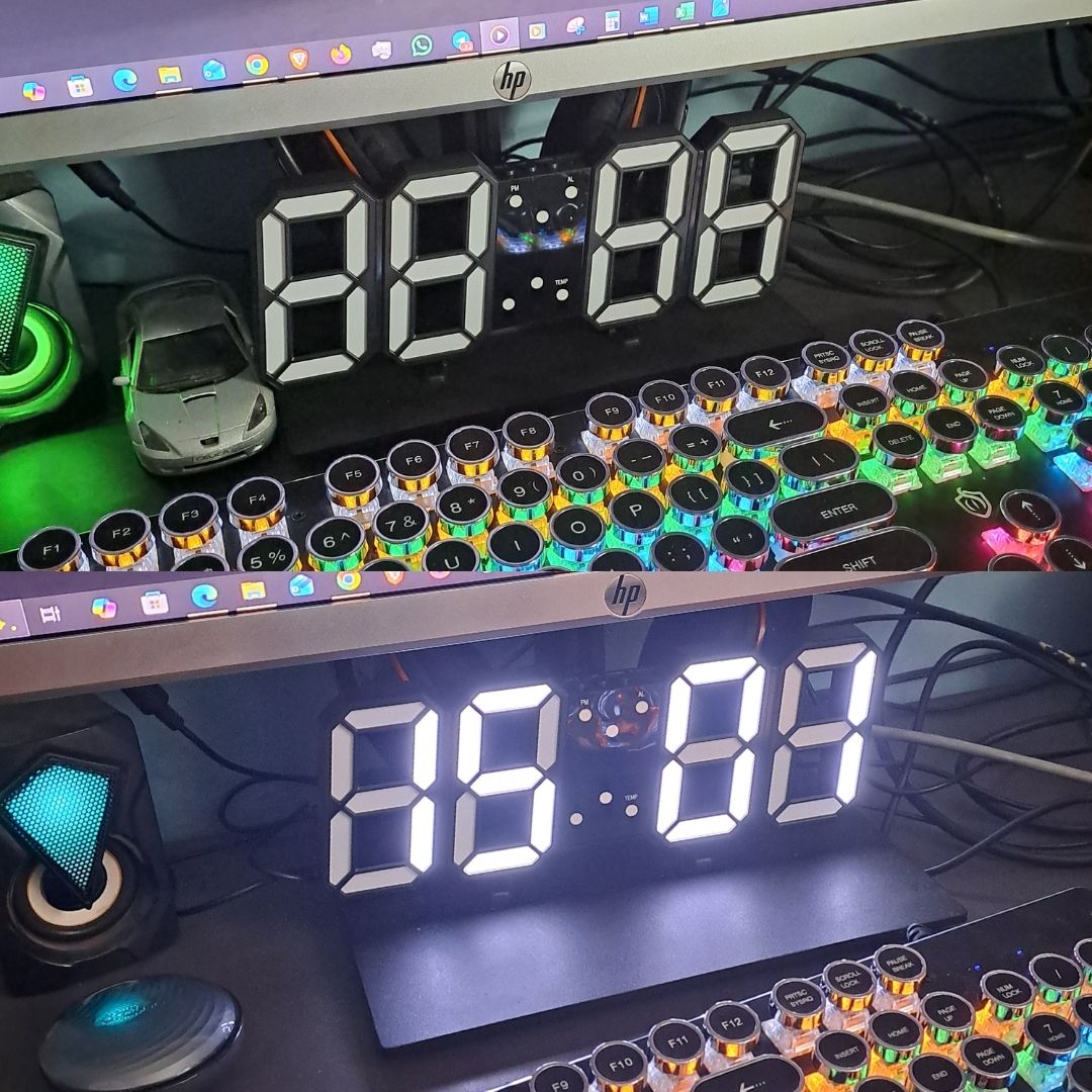 BLACK 3D LED Smart Digital Clock - Multifunctional Desk & Wall Clock with Alarm Thermometer Calendar Auto-Dimming Display USB Powered Creative Decor Home Office Bedroom Time Date Temperature Unique