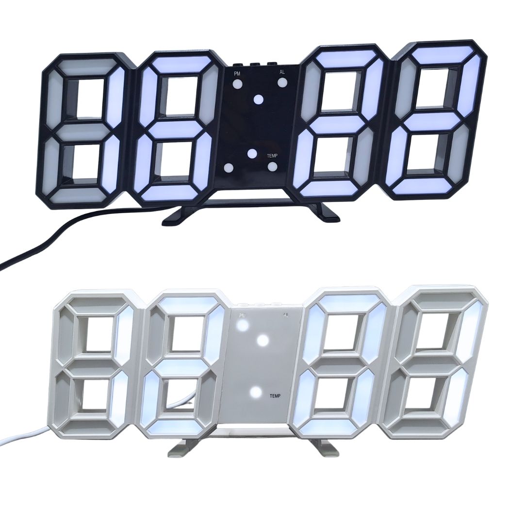 3D LED Digital Alarm Clock – Smart USB Desk & Wall Clock with Temperature Date 3 Alarm Auto Dimming & Snooze Modern Home Office Decor Living Room Cyberpunk Time Luminous Multifunctional Gift Idea Men