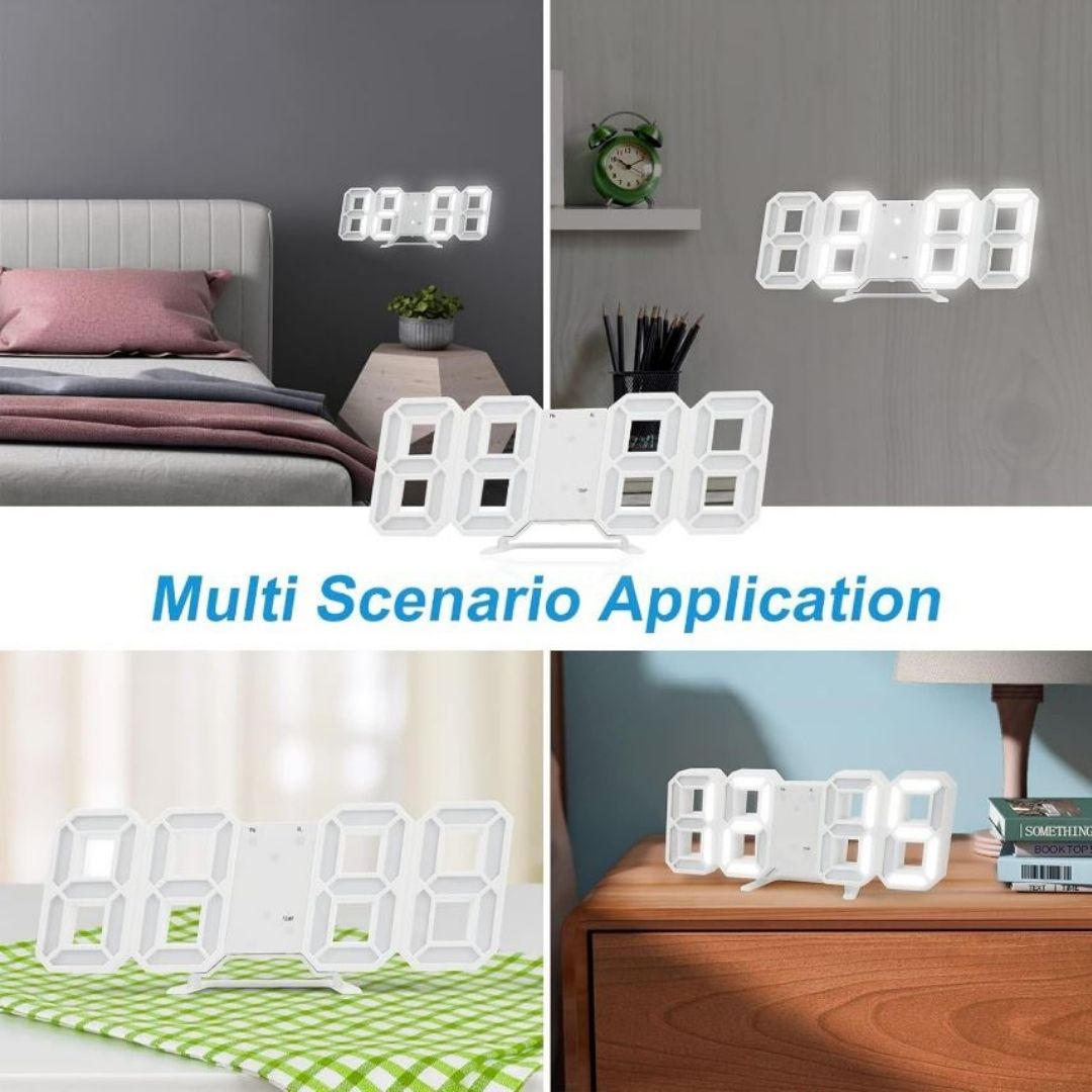 3D LED Digital Alarm Clock – Smart USB Desk & Wall Clock with Temperature Date 3 Alarm Auto Dimming & Snooze Modern Home Office Decor Living Room Cyberpunk Time Luminous Multifunctional Gift Idea Men