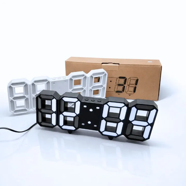 3D LED Digital Alarm Clock – Smart USB Desk & Wall Clock with Temperature Date 3 Alarm Auto Dimming & Snooze Modern Home Office Decor Living Room Cyberpunk Time Luminous Multifunctional Gift Idea Men