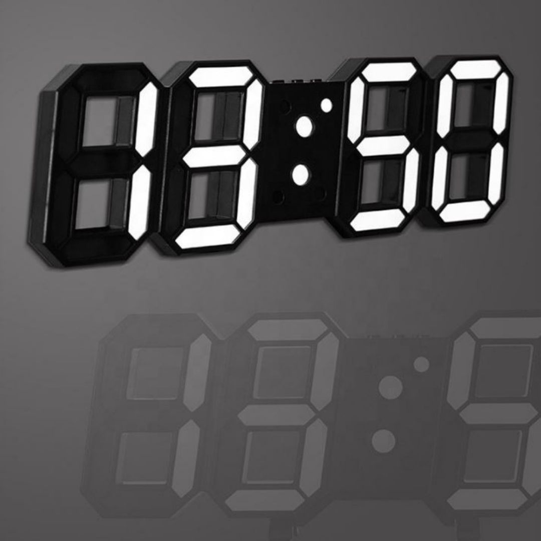 BLACK 3D LED Smart Digital Clock - Multifunctional Desk & Wall Clock with Alarm Thermometer Calendar Auto-Dimming Display USB Powered Creative Decor Home Office Bedroom Time Date Temperature Unique