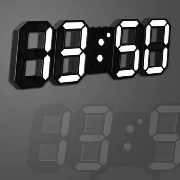 BLACK 3D LED Smart Digital Clock - Multifunctional Desk & Wall Clock with Alarm Thermometer Calendar Auto-Dimming Display USB Powered Creative Decor Home Office Bedroom Time Date Temperature Unique