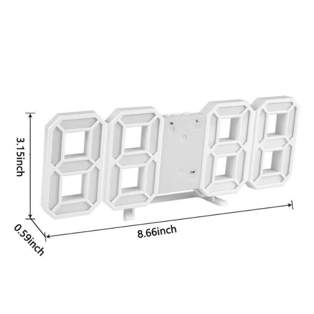 WHITE 3D LED Digital Alarm Clock Smart USB Desk & Wall Clock with Temperature Date 3 Alarm Auto Dimming & Snooze Modern Home Office Décor Living Room Cyberpunk Time Luminous Multifunctional Gift Idea