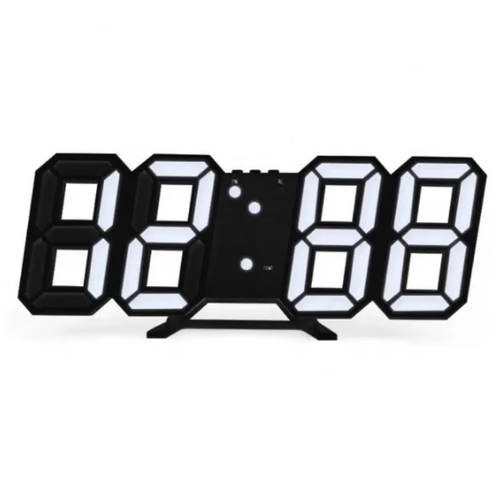 Modern BLACK 3D LED Digital Wall & Desk Alarm Clock - Smart with Temperature Calendar Auto-Dimming Bedroom Office Livingroom Gaming Setup USB Punk Cyber Retro Time Date Decor Aesthetics Graduation