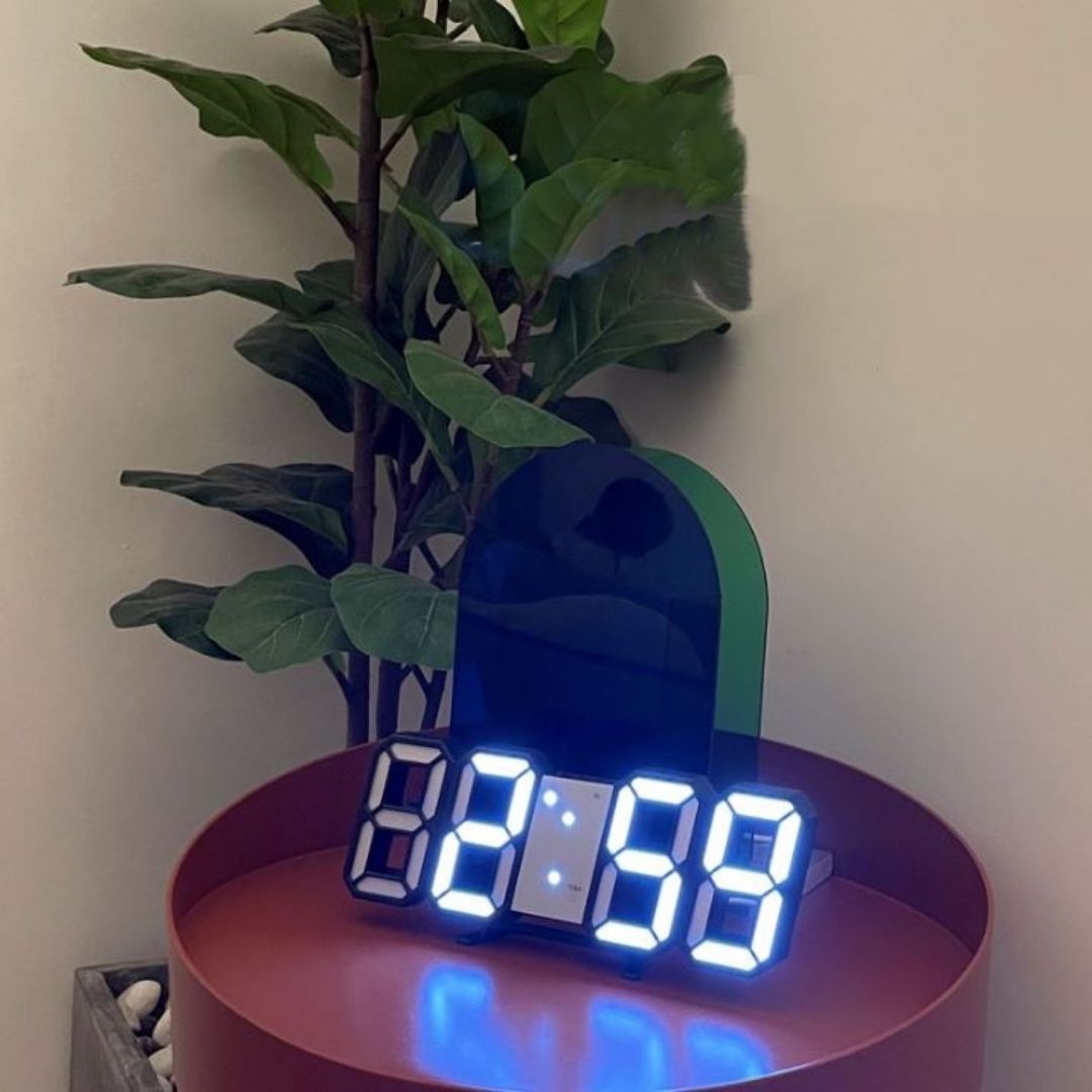 BLACK 3D LED Smart Digital Clock - Multifunctional Desk & Wall Clock with Alarm Thermometer Calendar Auto-Dimming Display USB Powered Creative Decor Home Office Bedroom Time Date Temperature Unique