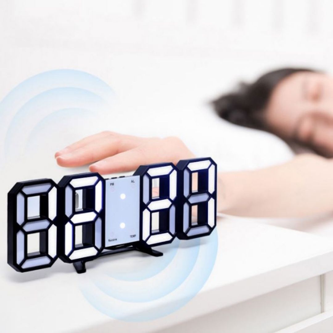 BLACK 3D LED Smart Digital Clock - Multifunctional Desk & Wall Clock with Alarm Thermometer Calendar Auto-Dimming Display USB Powered Creative Decor Home Office Bedroom Time Date Temperature Unique