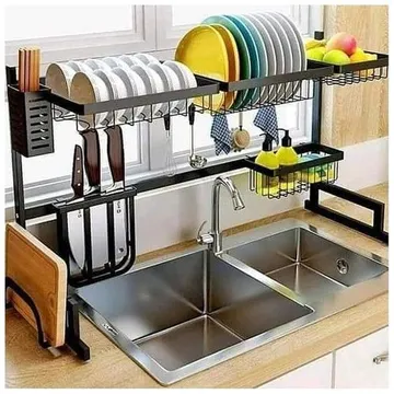 Over The Sink Dish Drying Rack, 3 Tier Adjustable (33.8 to 41.5