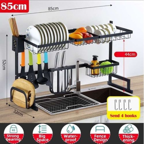 Over The Sink Dish Drying Rack, Width Adjustable (26.8 to 34.6) 2 Tier  Dish Rack Drainer for Kitchen Counter Organization and Storage, Utensil