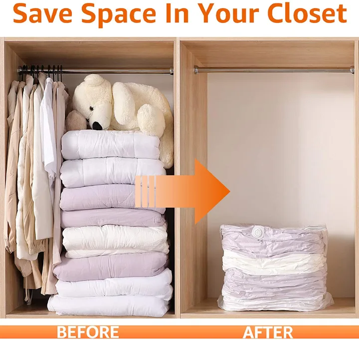 5pcs/4pcs set No Pump Needed Vacuum Storage Bags for Clothes Blankets Comforters Sweaters Pillows Home Compression Seal Bags Space Saver Bags kitchen                                                 .