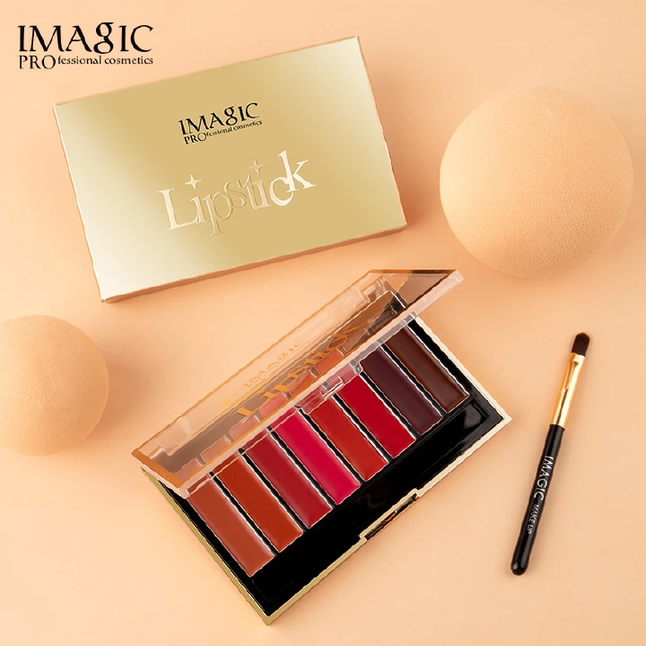 IMAGIC 8-Color Lipstick Palette Set Moisturizer Matte DIY Lipsticks Velvet Long Lasting Waterproof Lipgloss Pigments Lips Makeup