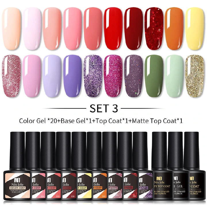 20PCS/SETS 8.5ML Jelly Glass Gel Nail Polish Semi-transparent Sea Blue Gel Polish Varnish Nail Art Semi Permanent UV Gel Varnish
