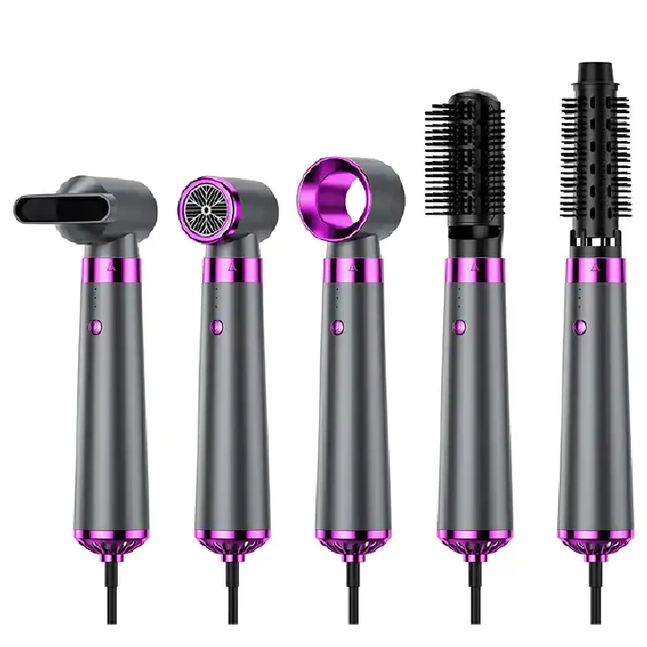 5 In 1 Hair Dryer Electric Hot Air Brush Multifunctional Hair Straightener Curler Blow Dryer Styling Set