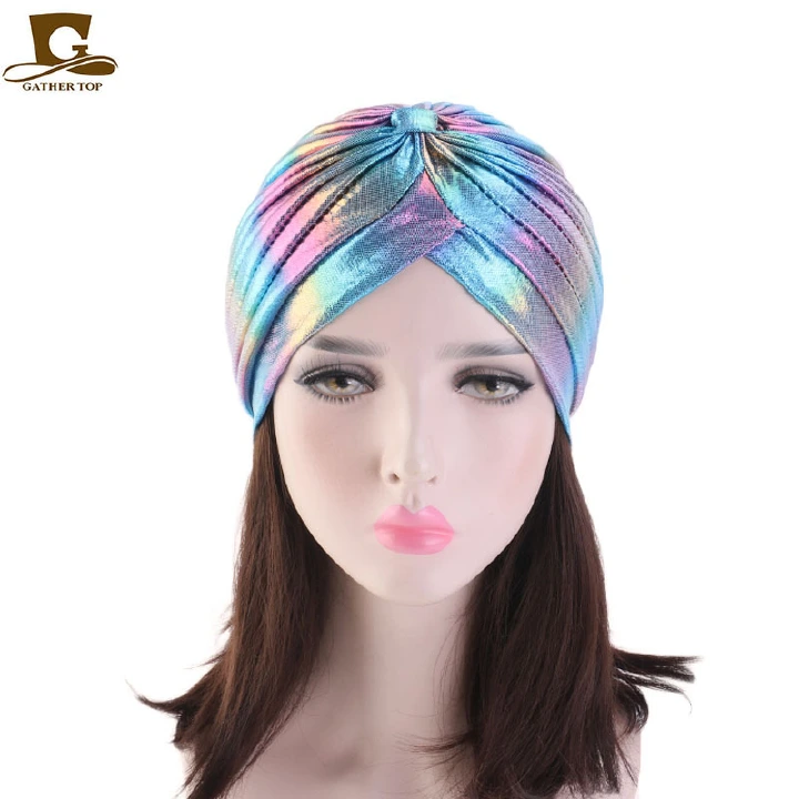 New Colorful Women Muslim Hijab Inner Hijab Caps Laser Silky Cross Turban Headband Headwrap Women Muslim Hijab Scarf Headscarf