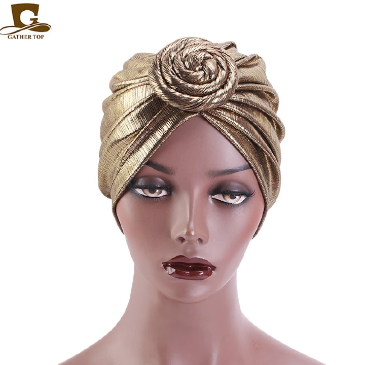 Glitter Donut Turban Caps For Women Stretch Hijab Cap Muslim Headscarf Bonnet Hat Ladies Headband Turbans Headwraps'