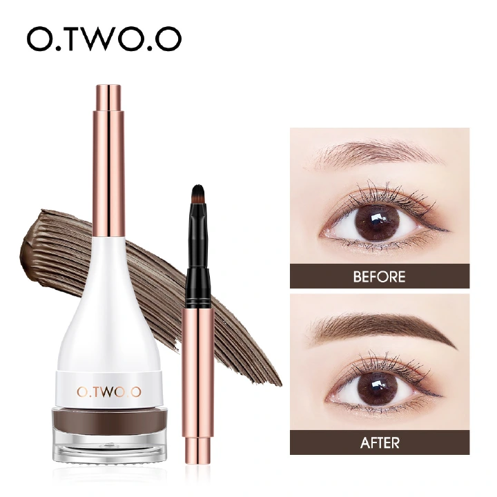 O.TWO.O Eyebrow Pomade Brow Mascara Natural Waterproof Long Lasting Creamy Texture 4 Colors Tinted Sculpted Brow Gel with Brush