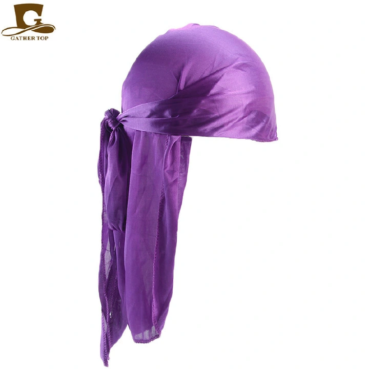 Wholesale Custom Logo Designer Silky Durags Satin Silk Du Rags Luxury Men Women Bandana Durags with Long Tail Head Wrap