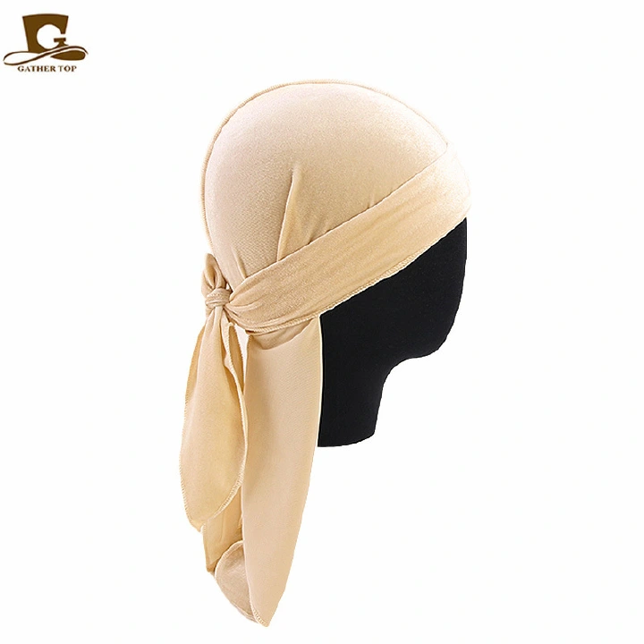 Hip-Hop Mens Custom Logo Hair Du Rag Velvet Velours Homme Customize Hat Vendor De Designer Durags For Men