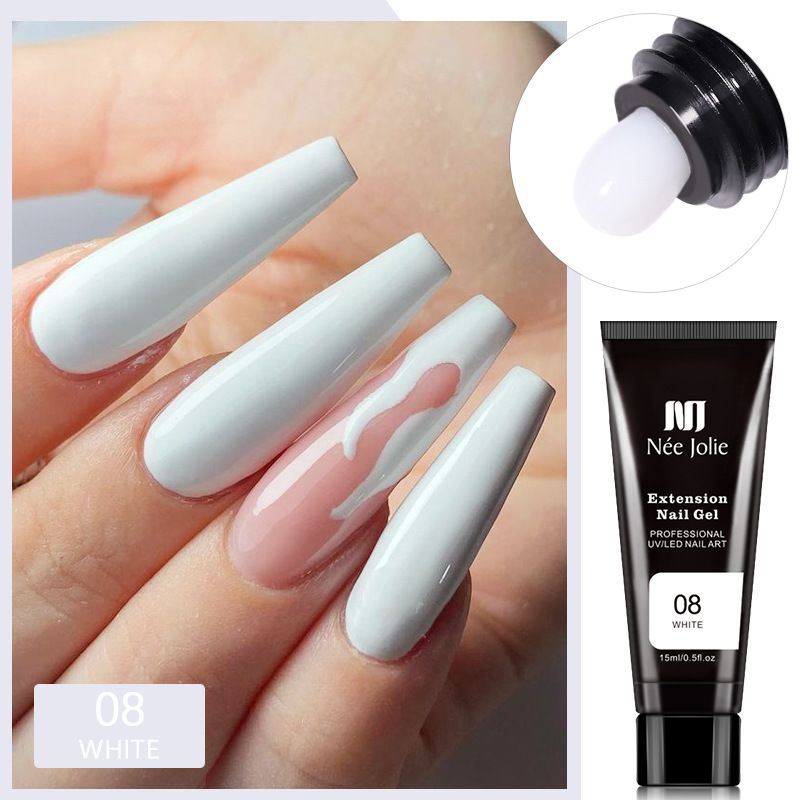 One Piece 15ML Quick Extension Gel Nail Polish Nude Glitter Pink Clear For French Nails Finger Extensions Nail Art Varnish 0808