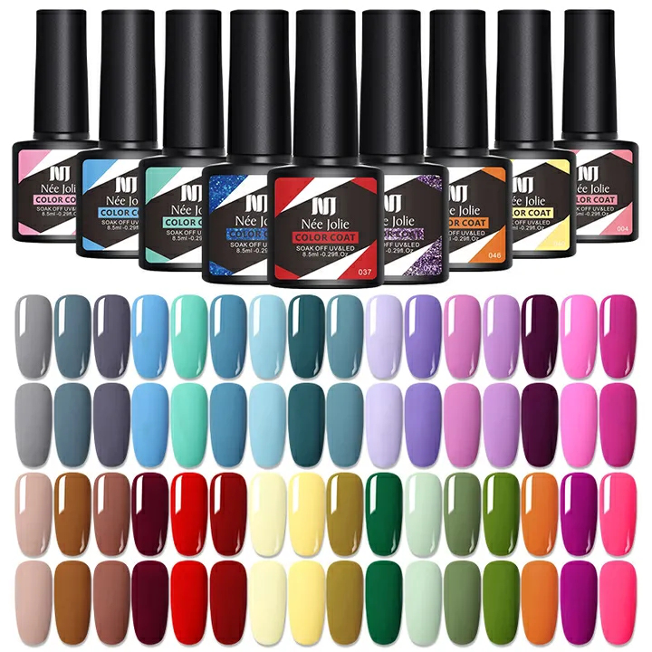 4PCS/SET 8.5 ML Reflective Glitter Gel Pink Sequins Gel Nail Polish Soak Off UV Nail Gel Semi-permanent Nail Art Decoration