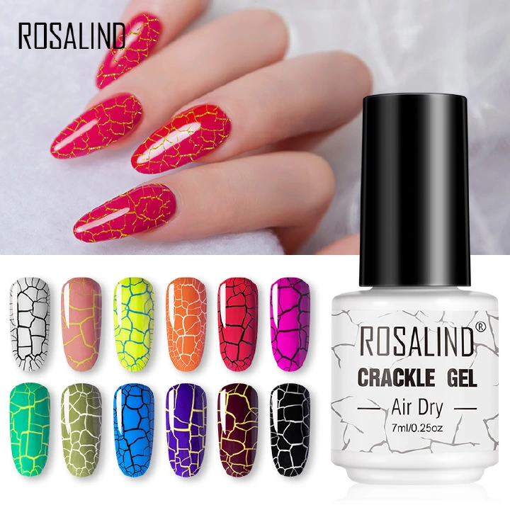 One Piece ROSALIND 7ml mini nail products oem private label  nail art quick drying gel nail polish no need uv lamp air dry crackle gel polish