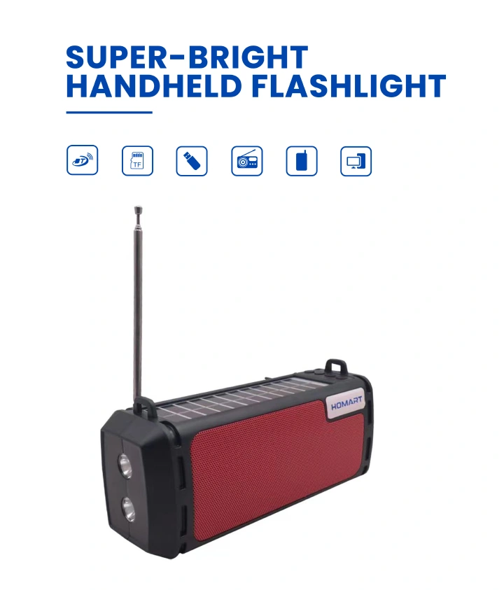 【CLEARANCE SALE】 HOMART  BS-1 dual solar Bluetooth flashlight speaker with TF/USB/FM flashlight charging, Bluetooth music playback, Bluetooth calls, remote access to 10M Playback time1-3H