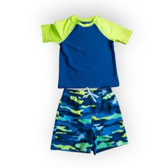 HELLO BABY Baby Toddler Boys 2 Pieces Swimsuit Sets Color Match Top Camo Shorts Bathing Suit Rash Guards Sunsuit Swimwear 12M As Picture