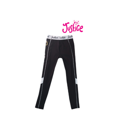 JUSTICE Black/Grey Girls' Leggings Soft Full Length Trousers Long Pants Cute Children's Skinny Pants Black XS