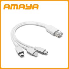 AMAYA YT3 Short Charge 3 in 1 USB Cable for Huawei for iPhone 14 13 11 Pro Fast Charge 8 Pin Micro USB Type C Cable for Samsung White