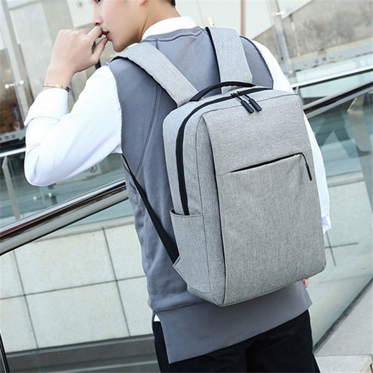 (special offer)  School Bag Backpack for Men Women School Bag Bookbag USB Laptop Bag Notebook Bag Travel Bag Anti-Theft Leisure Nylon Cloth Bags gray large